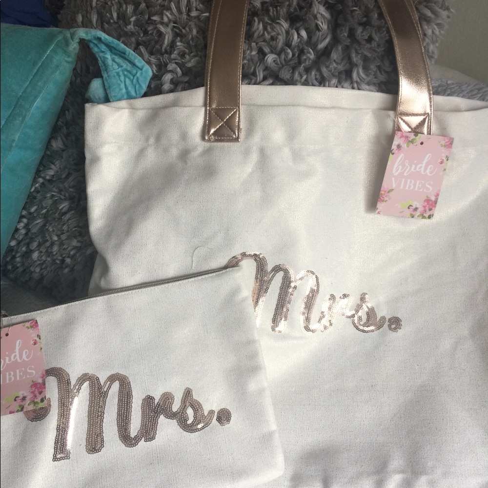 Bride tote bag with Makeup Travel Bag